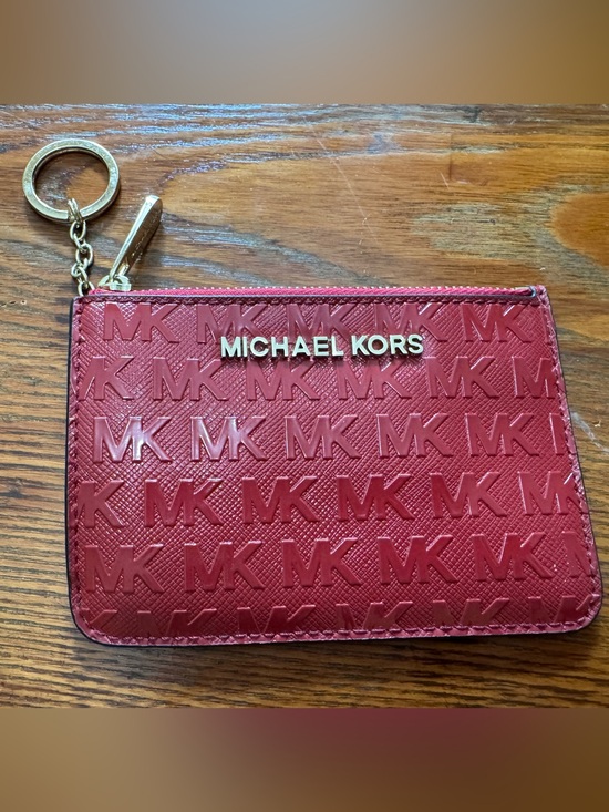 Michael Kors Handbags - Michael Kors Red Embossed Zip Card Holder with Key Ring